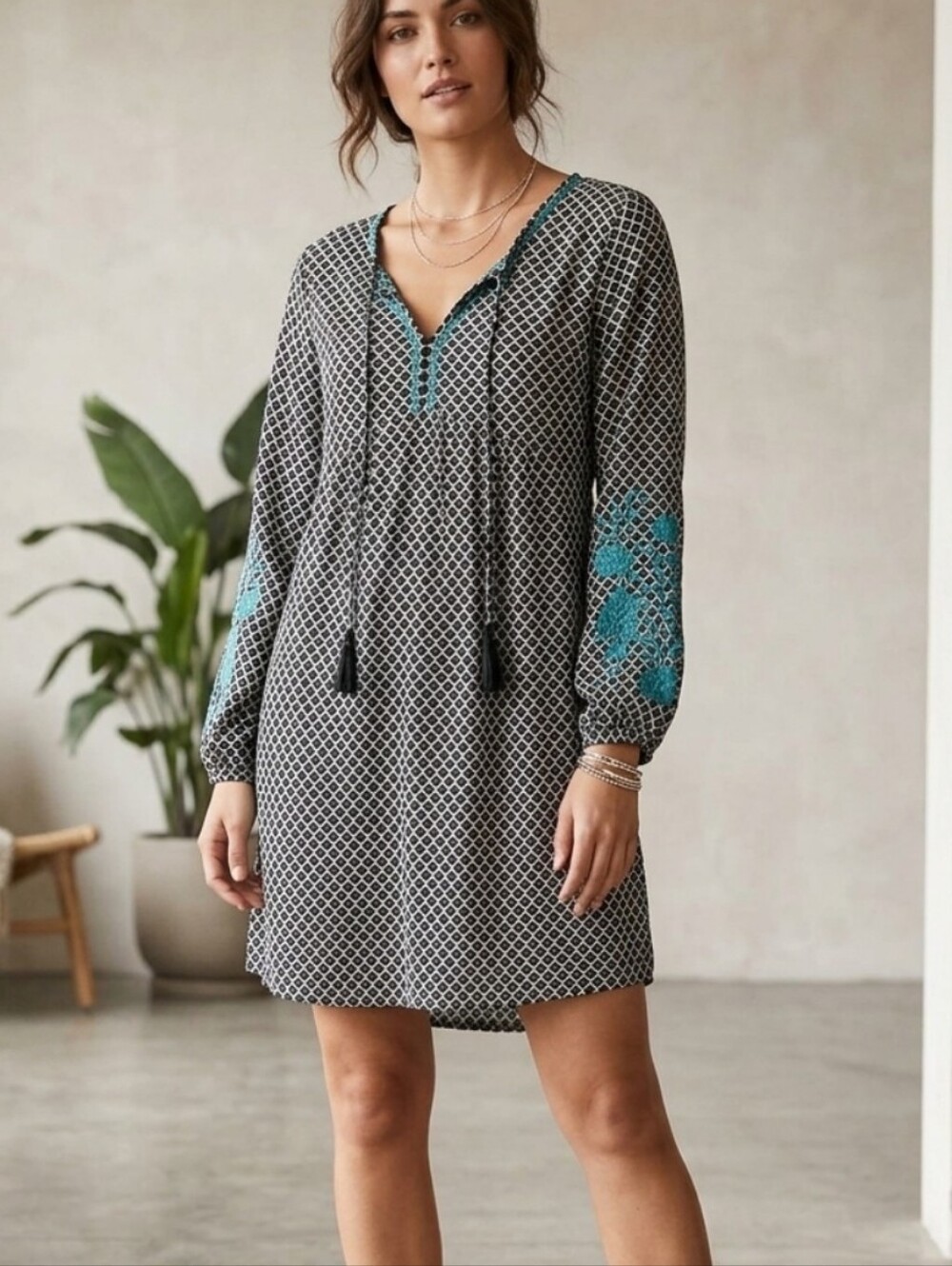THML Lace Front Dress With Embroidery